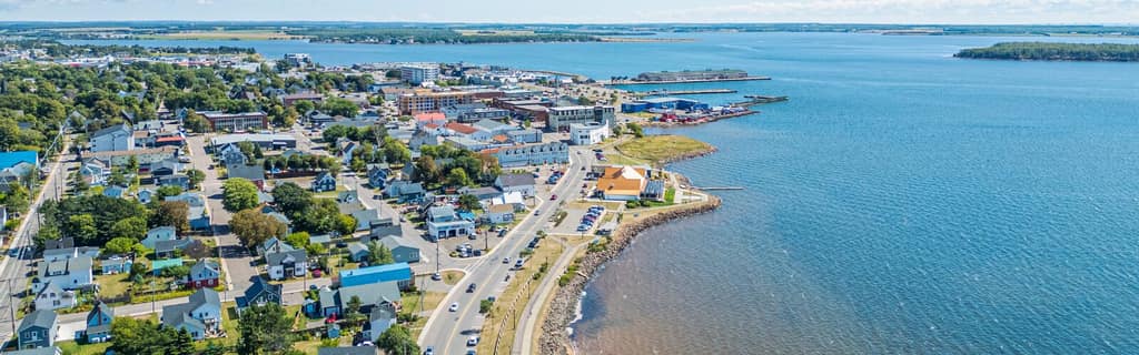 Aerial view of Summerside along the bay