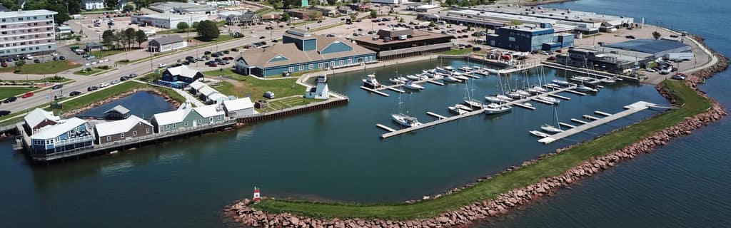 Aerial view of the Summerside waterfront and marina